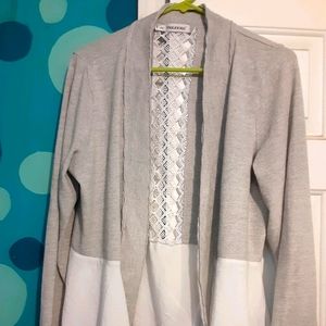 Gray and white cardigan